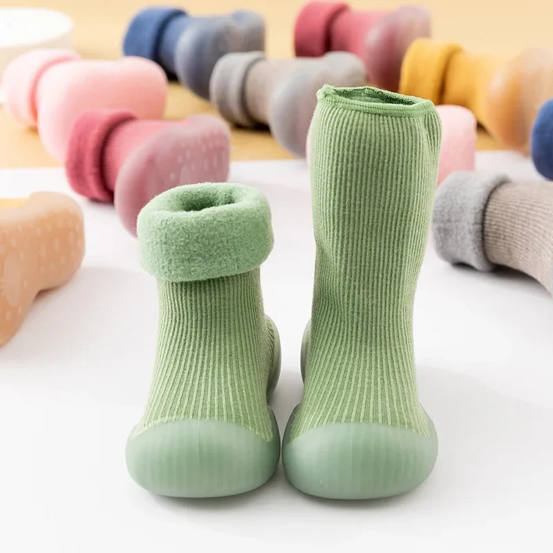 Chaussons-chaussettes épais hiver - semelle antidérapante