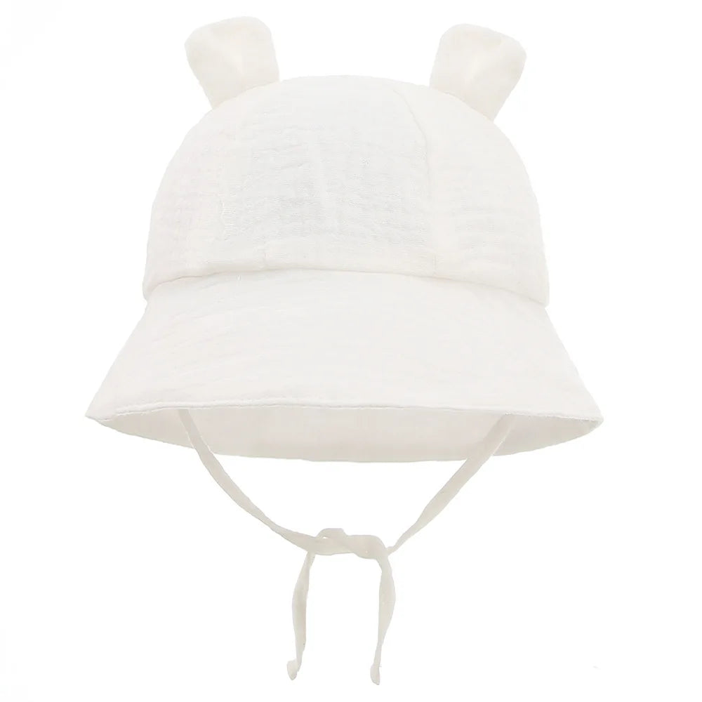 Chapeau bob bébé en mousseline de coton - anti-UV été