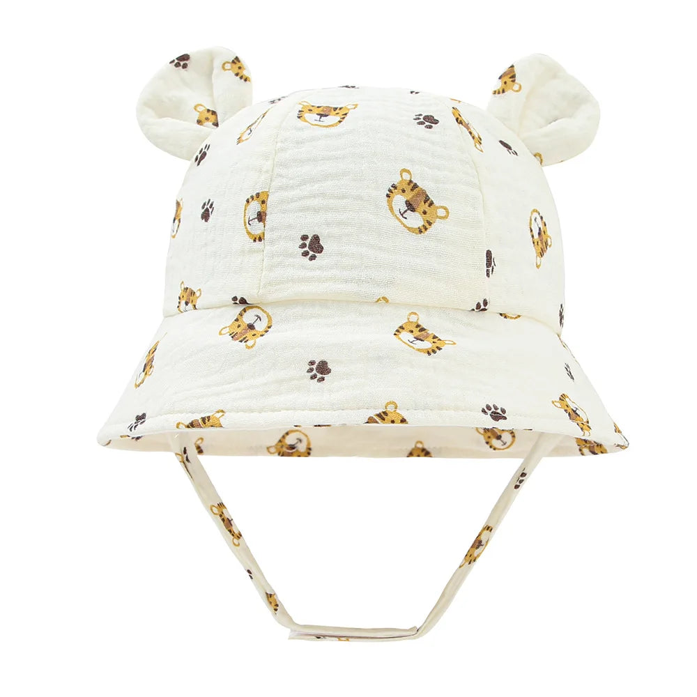 Muslin cotton baby bucket hat - summer anti-UV