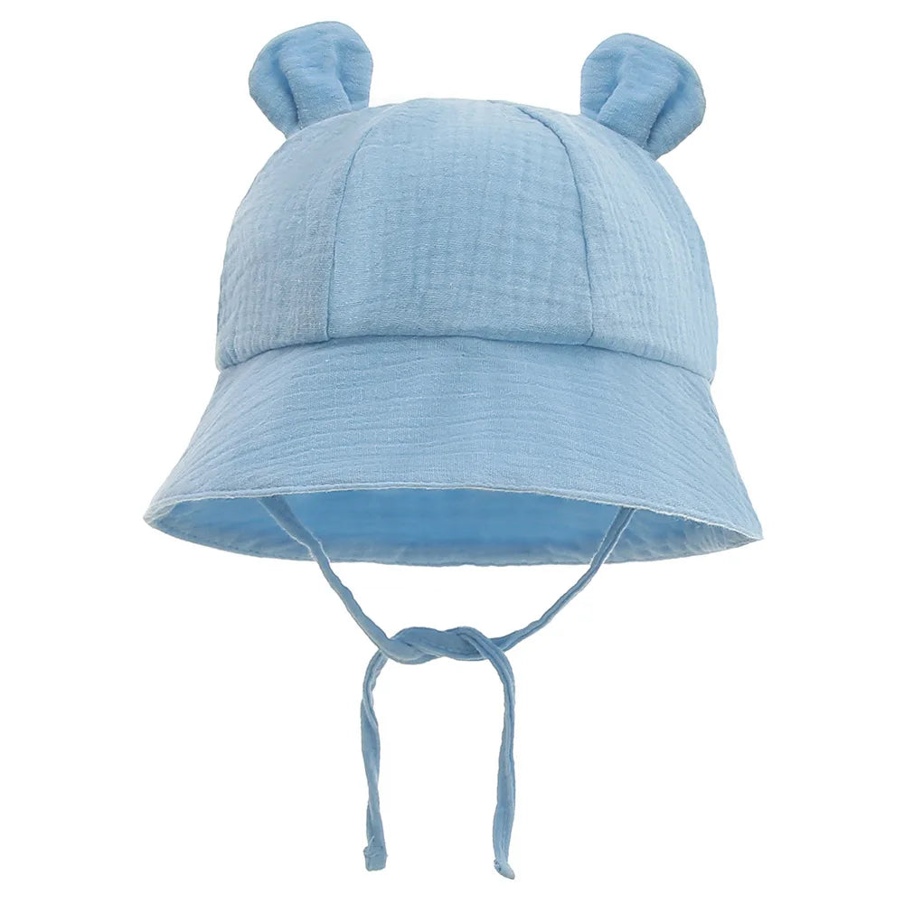 Chapeau bob bébé en mousseline de coton - anti-UV été