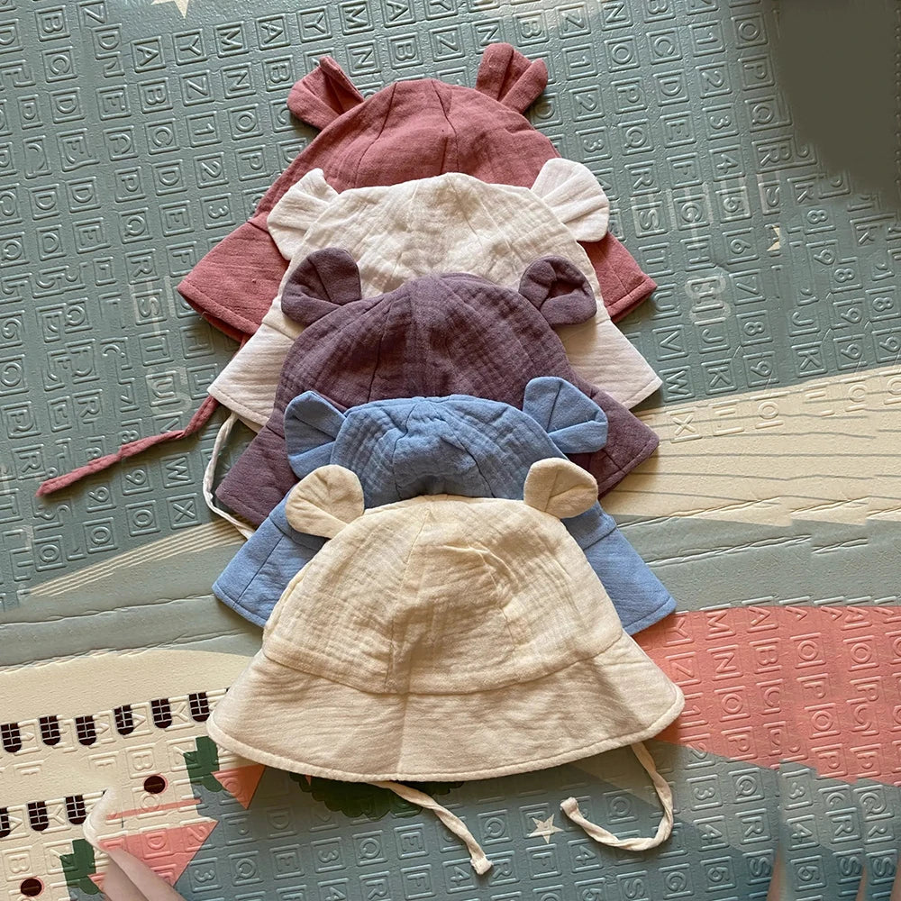 Chapeau bob bébé en mousseline de coton - anti-UV été