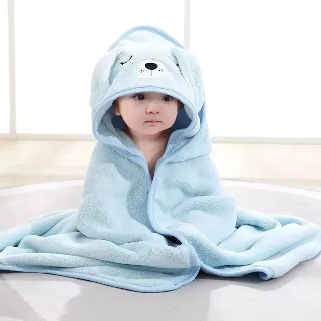 Cape de bain bébé à capuche - motifs animaux