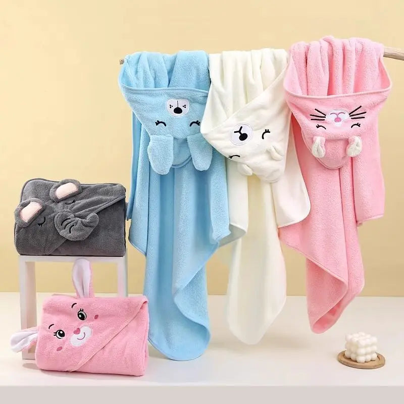Cape de bain bébé à capuche - motifs animaux