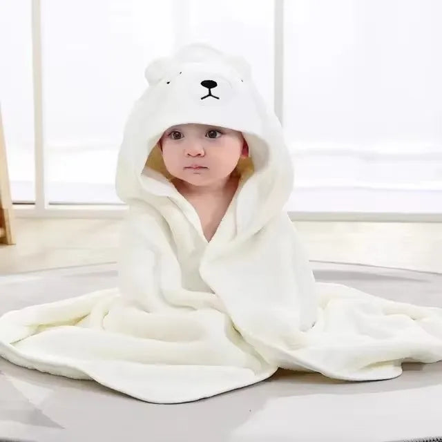 Cape de bain bébé à capuche - motifs animaux