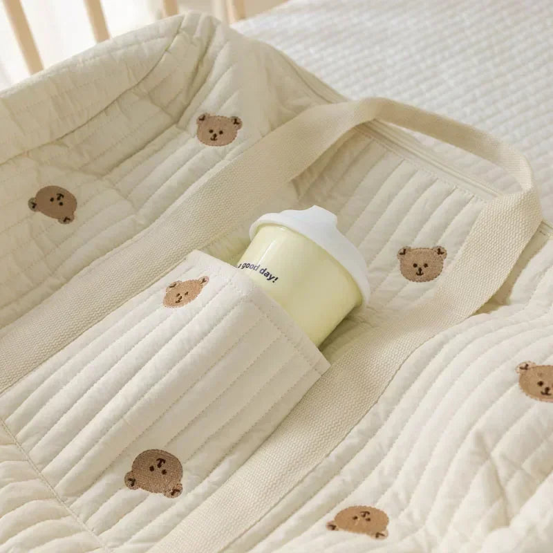 Sac à langer maternité multi-poches - motif ourson