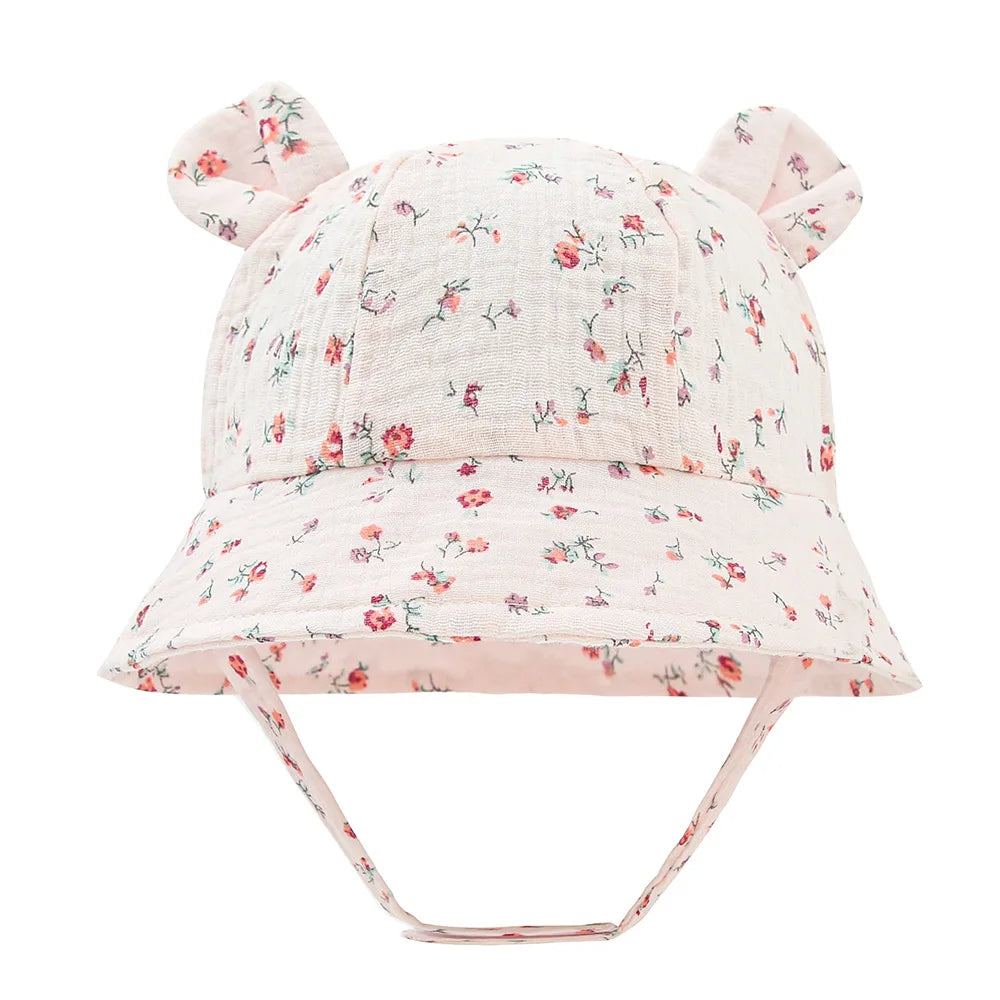 Chapeau bob bébé en mousseline de coton - anti-UV été