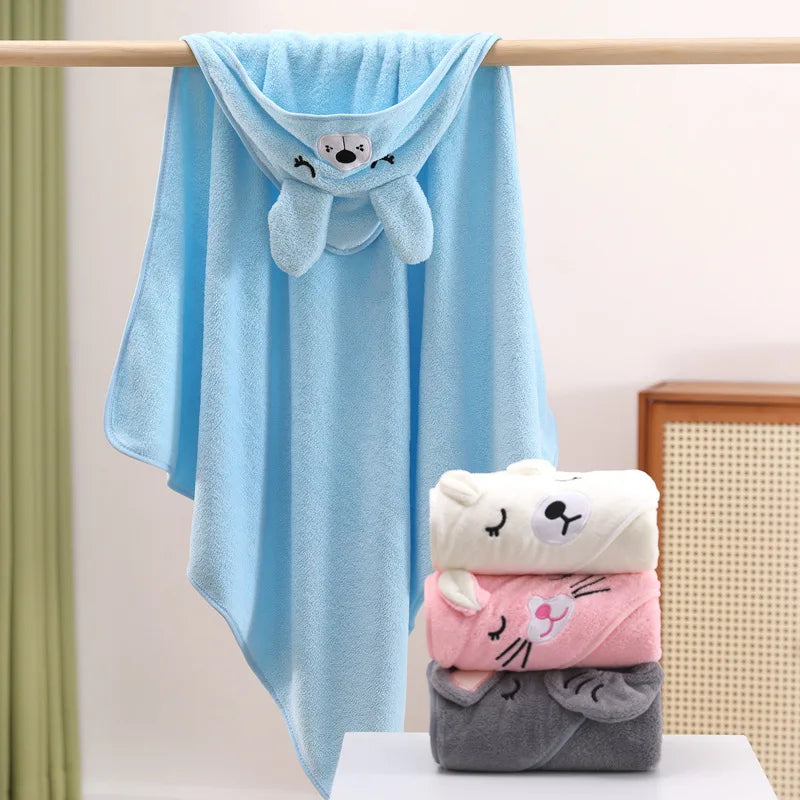Cape de bain bébé à capuche - motifs animaux