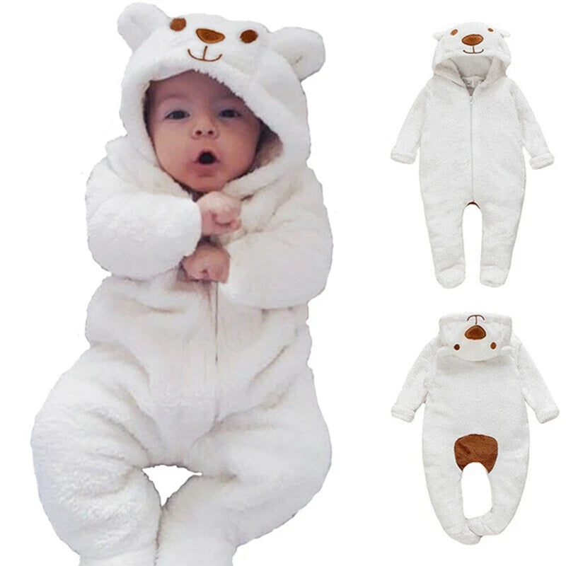 Baby-Overall mit Kapuze Bär - lange Ärmel