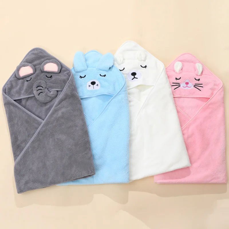 Cape de bain bébé à capuche - motifs animaux
