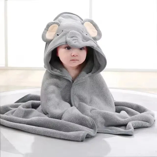 Cape de bain bébé à capuche - motifs animaux
