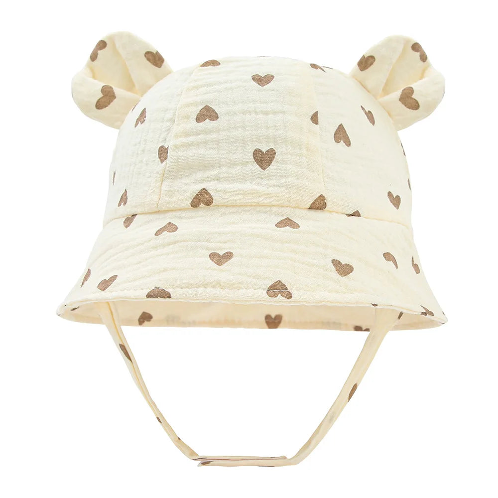 Chapeau bob bébé en mousseline de coton - anti-UV été