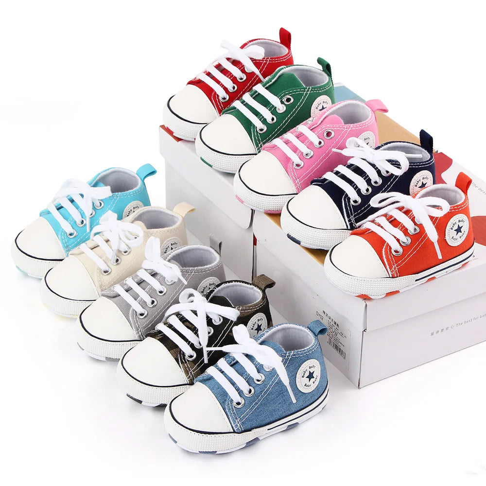 Chaussures premiers pas en toile - semelle souple