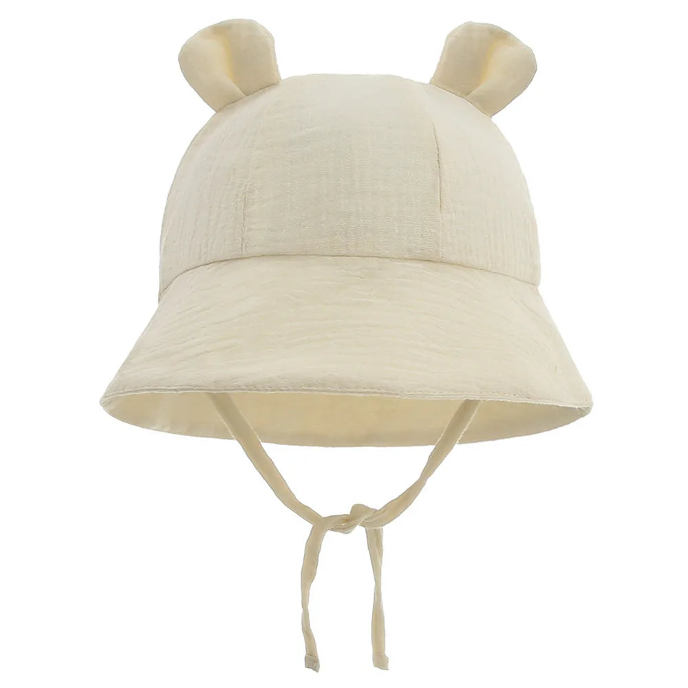 Chapeau bob bébé en mousseline de coton - anti-UV été