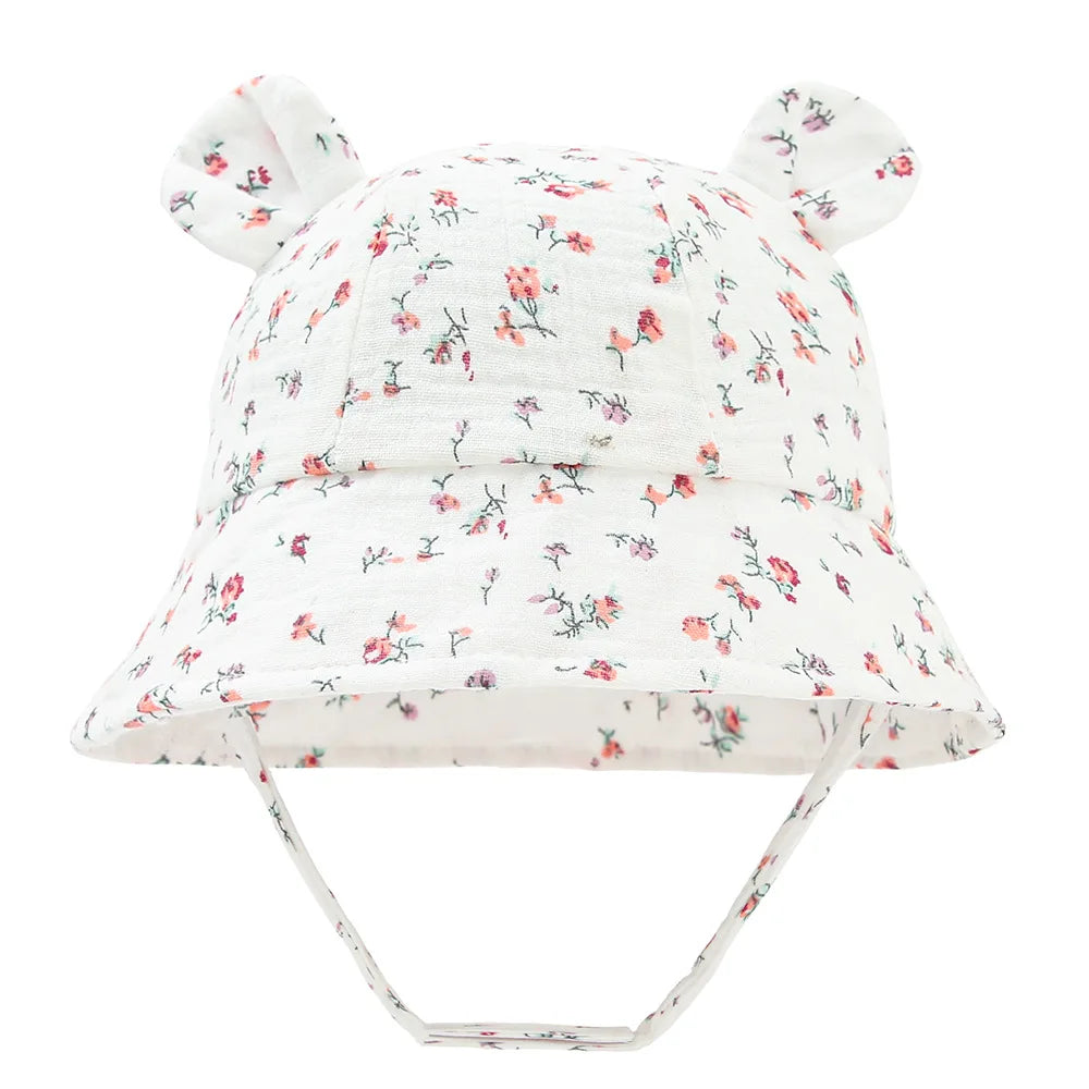 Chapeau bob bébé en mousseline de coton - anti-UV été